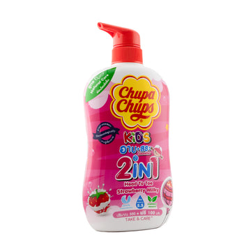 شامبو وجل استحمام للأطفال 2 في 1 برائحة الفراولة بالحليب 🍓🥛